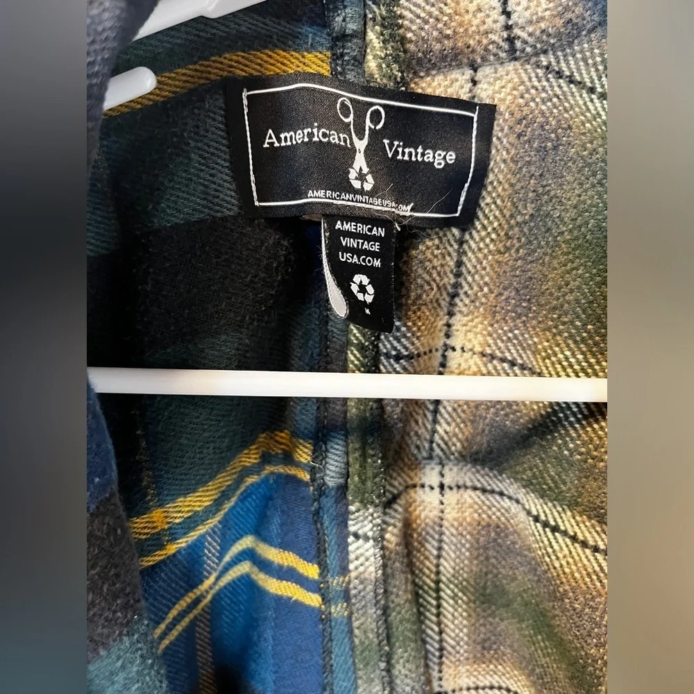 American Vintage USA recycled handmade patchwork flannel shacket size medium